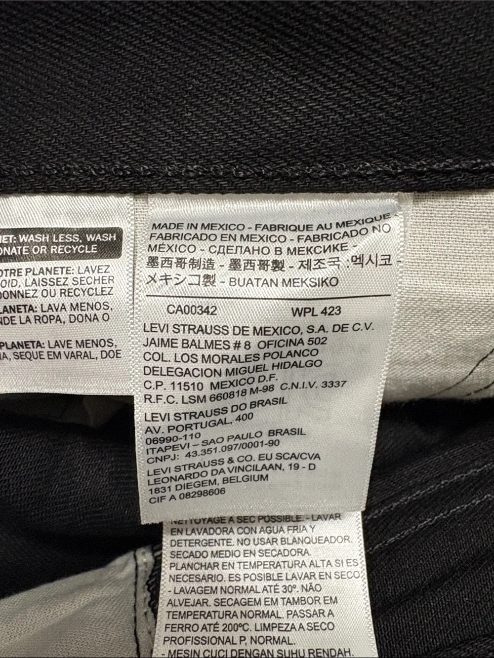 EXC Levi Levi's 501 Polished Black Button Fly Jeans Mens 36 x 36 Cotton Whiskers